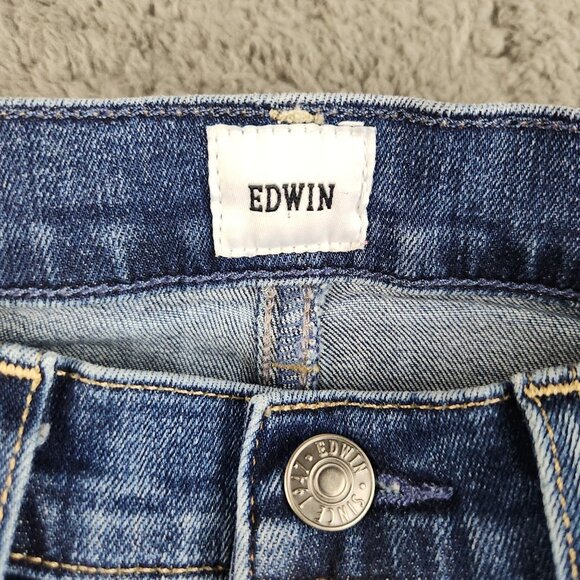 Edwin Bree Jeans Women's Size 26 Deja Blue Classic Straight Leg Mid Rise Ankle - Picture 3 of 12
